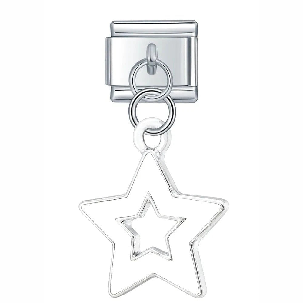 White star - Cacilia Sauer - Italian Charm Bracelet - custom jewelry - vintage jewelry - charms and pendants