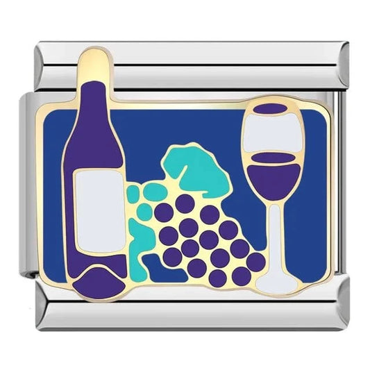Wine & Grapes - Cacilia Sauer - Italian Charm Bracelet - custom jewelry - vintage jewelry - charms and pendants