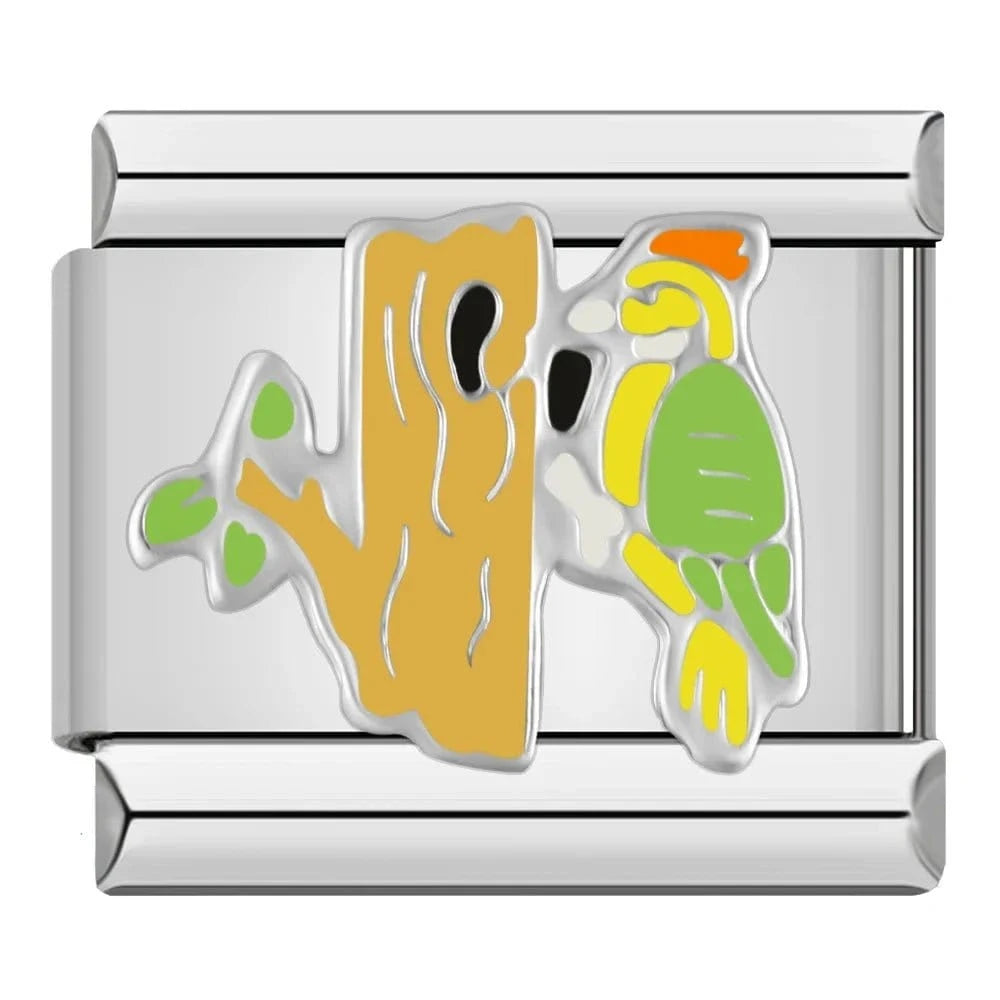 Woodpecker - Cacilia Sauer - Italian Charm Bracelet - custom jewelry - vintage jewelry - charms and pendants