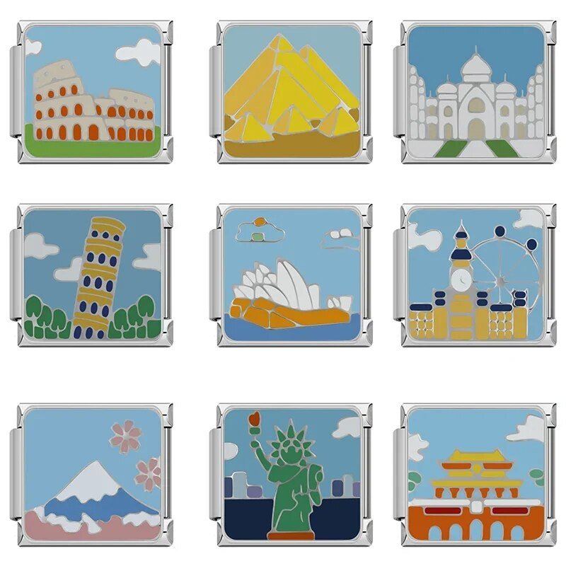 World Landmarks - Cacilia Sauer - Italian Charm Bracelet - custom jewelry - vintage jewelry - charms and pendants