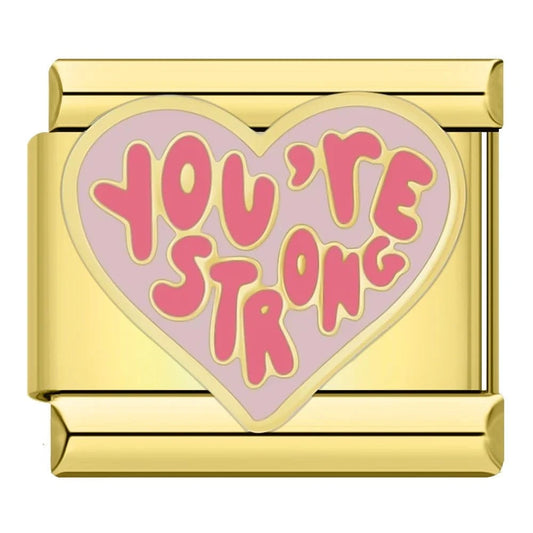 You're Strong - Cacilia Sauer - Italian Charm Bracelet - custom jewelry - vintage jewelry - charms and pendants