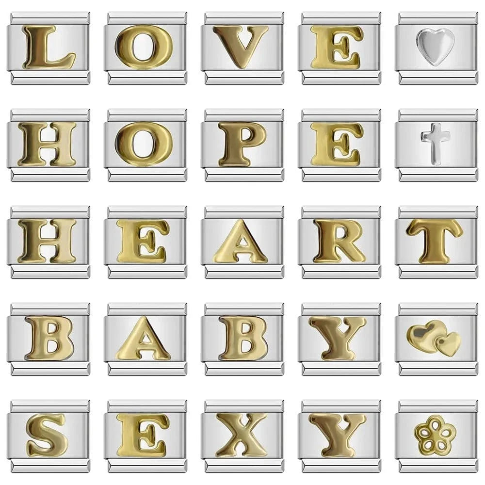 Silver initial letter charms for an Italian charm bracelet by Cacilia Sauer
