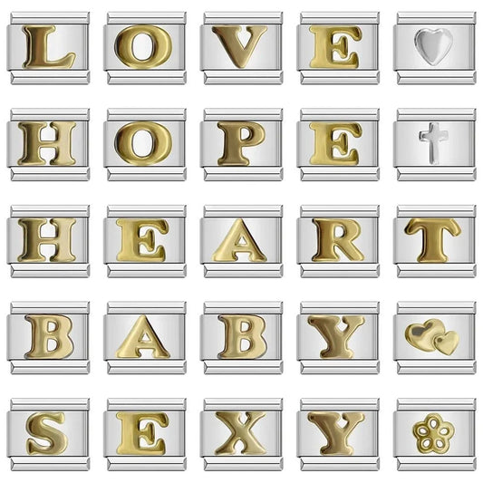 Silver initial letter charms for an Italian charm bracelet by Cacilia Sauer