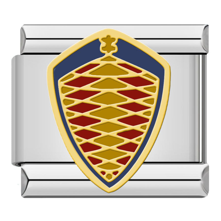 Koenigsegg Crest Italian charm link, 9mm stainless steel module