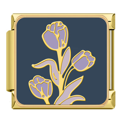 Purple Tulips on Navy