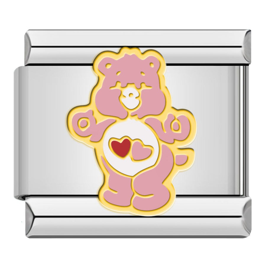 Pink Bear Italian charm link, 9mm stainless steel module