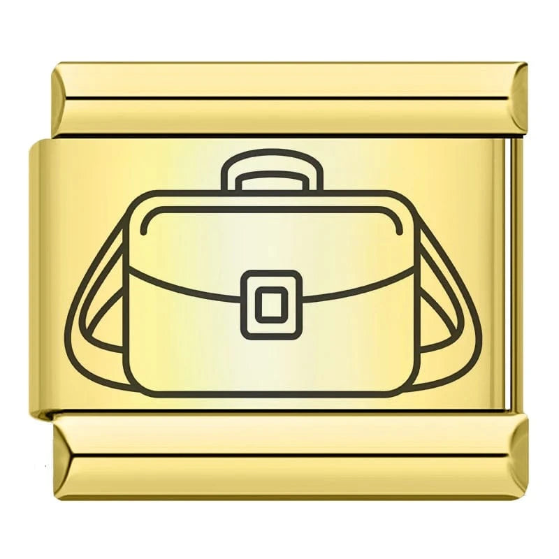 Gold Satchel Purse Italian charm link — 9mm stainless steel module