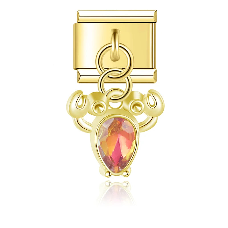 Orange Teardrop Crab in Gold