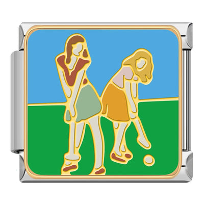 Two Girls Playing Golf