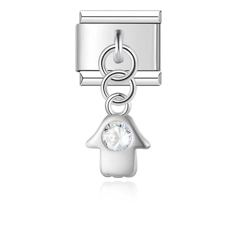 Crystal Hamsa Hand in Silver