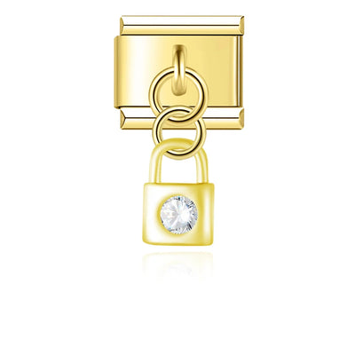 Crystal Padlock in Gold