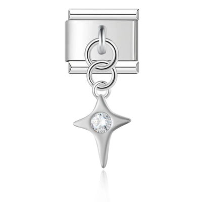 Crystal Four-Point Star in Silver