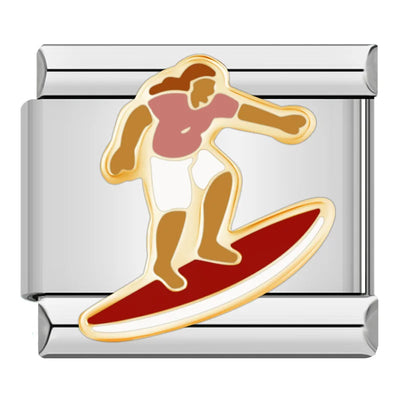 Surfer on Red Surfboard