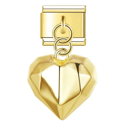 Gold Faceted Heart Dangle