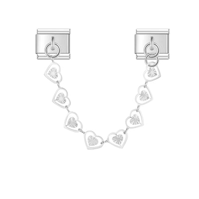 Crystal Heart Chain in Silver