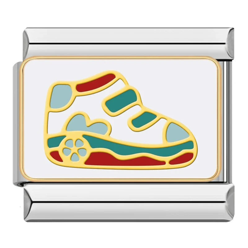 Retro Sneaker Italian charm link, 9mm stainless steel module