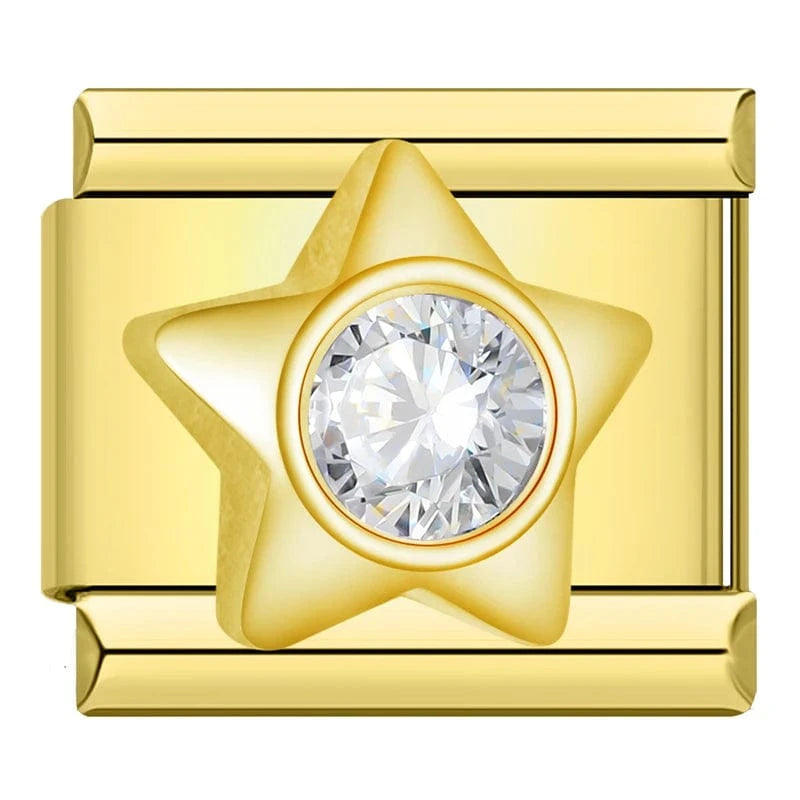 Star Gem Italian charm link, 9mm stainless steel module