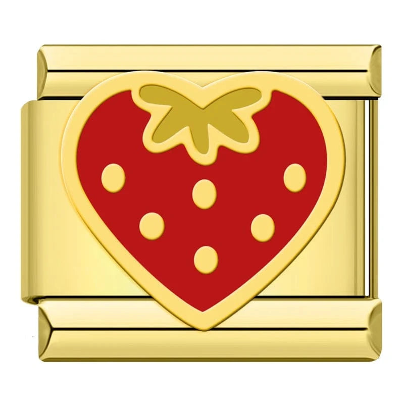 Strawberry Italian charm link, 9mm stainless steel module