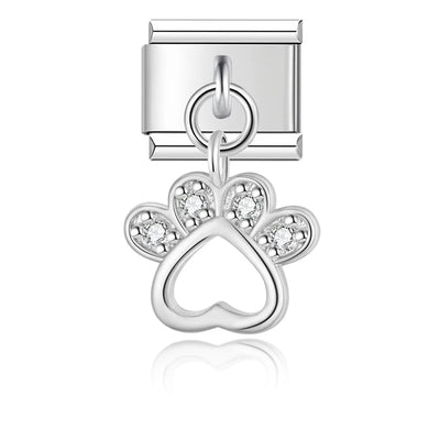Crystal Paw Print in Silver