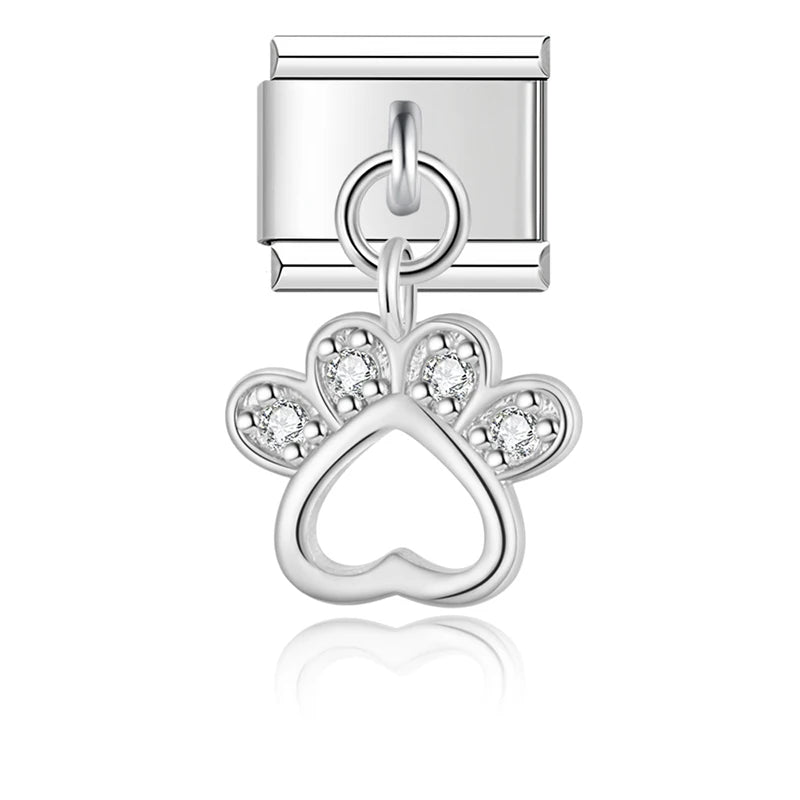 Crystal Paw Print in Silver