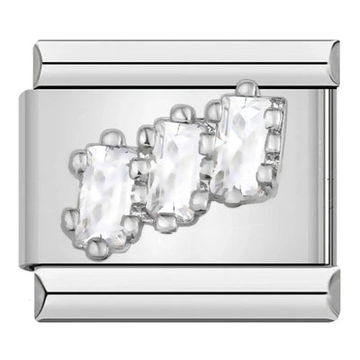 Three Baguette Crystals in Silver