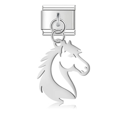 Horse Head with Mane in Silver