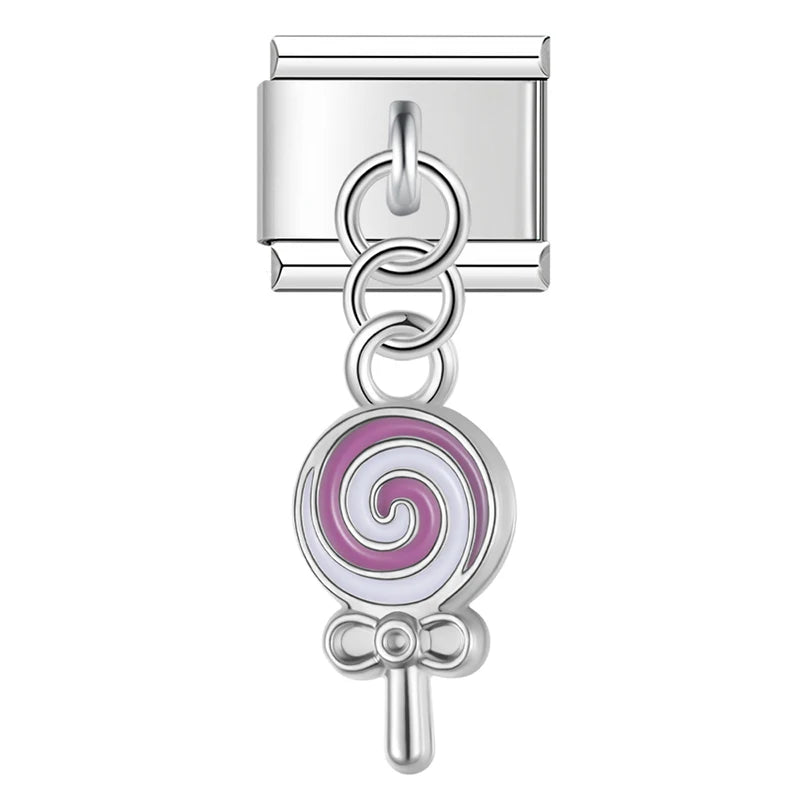 Purple Swirl Lollipop in Silver
