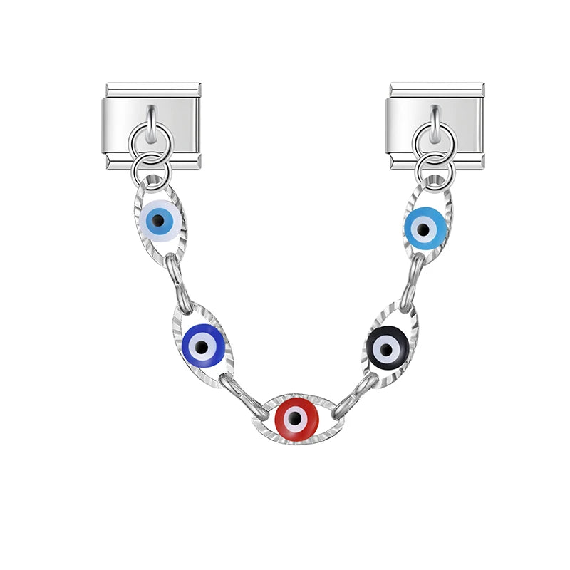 Colorful Evil Eye Chain in Silver