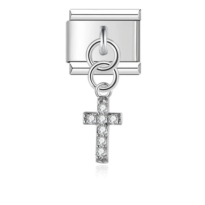 Pavé Crystal Cross in Silver