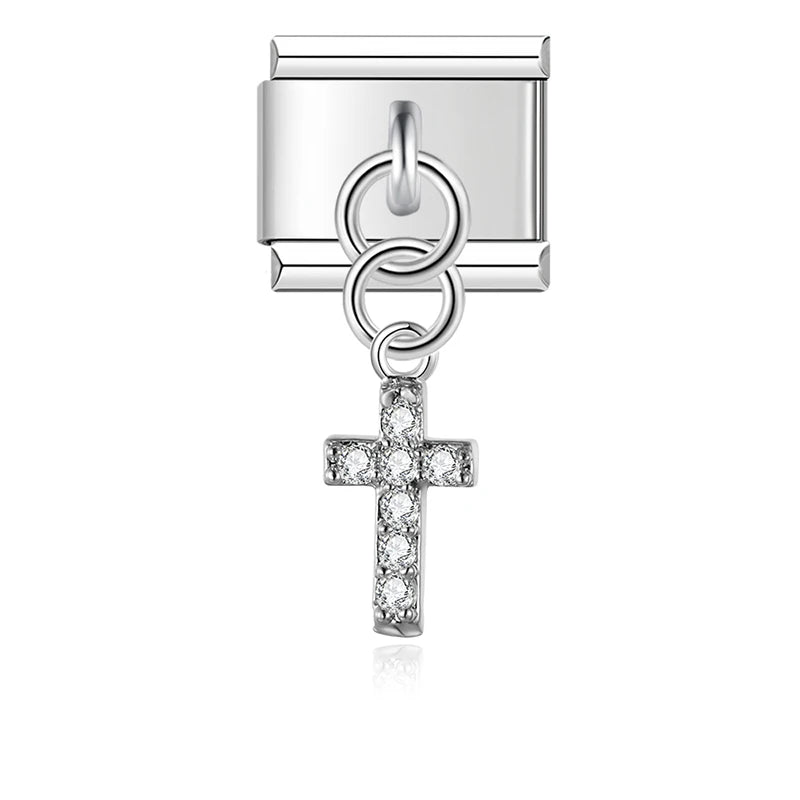 Pavé Crystal Cross in Silver
