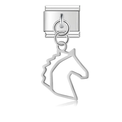 Angular Horse Head in Silver