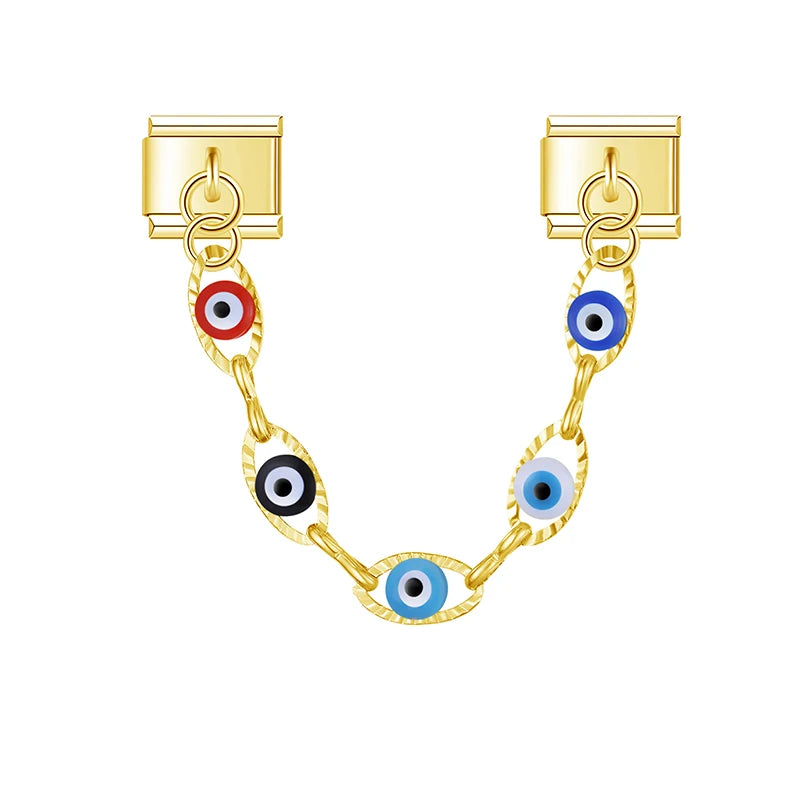 Colorful Evil Eye Chain in Gold