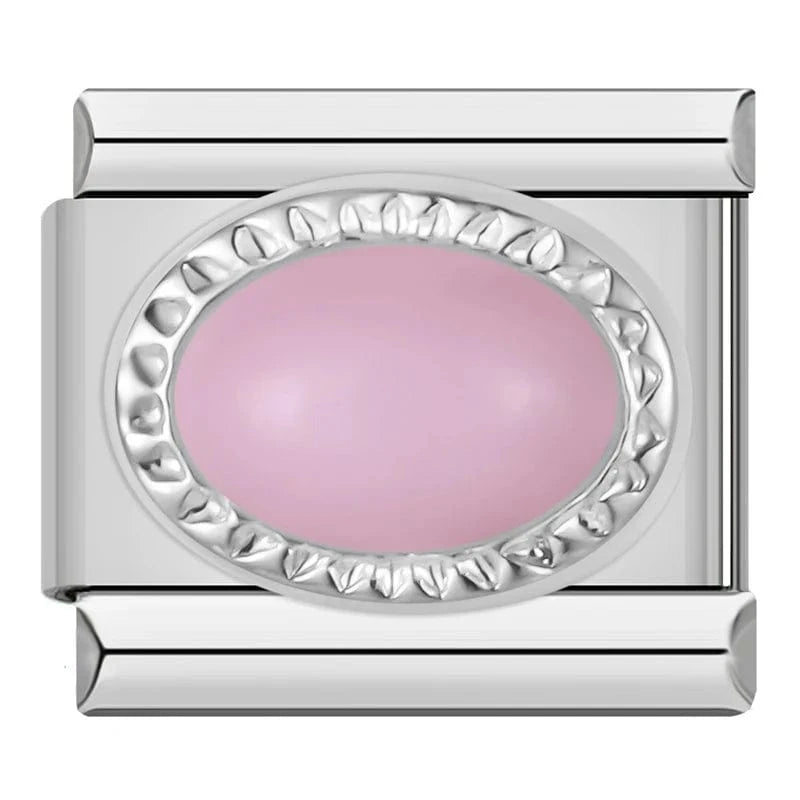 Pink Stone Italian charm link, 9mm stainless steel module