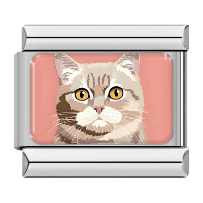 Cream Cat on Pink in Silver