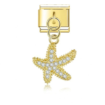Crystal Starfish in Gold