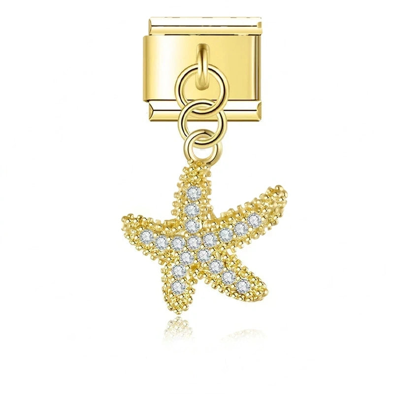 Crystal Starfish in Gold
