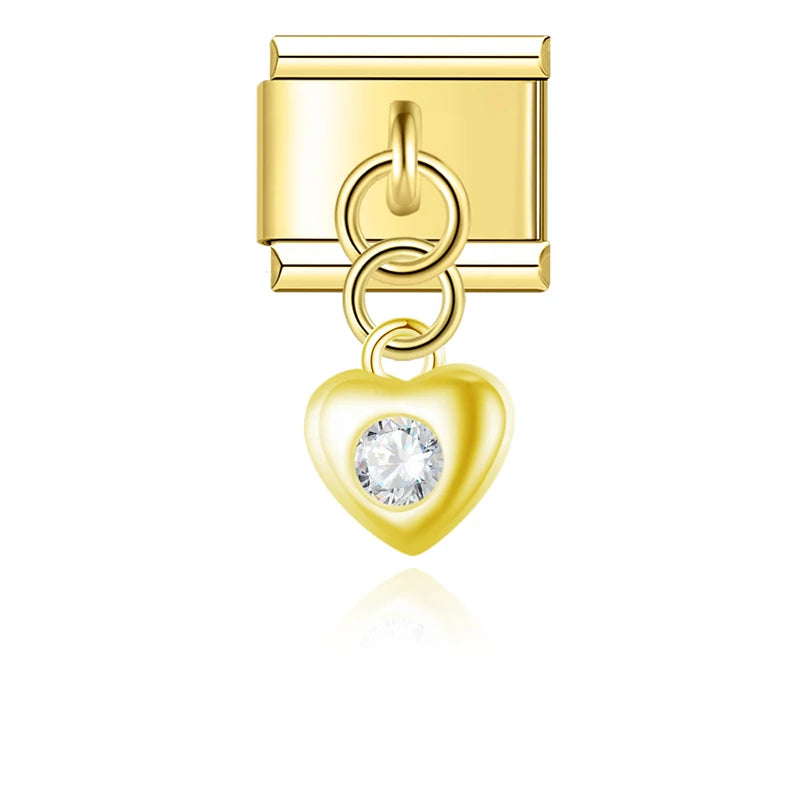 Crystal Heart in Gold