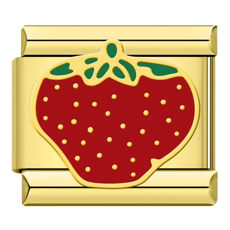 Wild Strawberry Italian charm link — 9mm stainless steel module