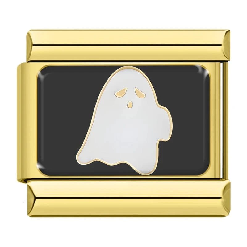 Ghost on Black Italian charm link — 9mm stainless steel module