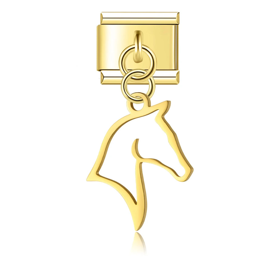 Flowing Horse Head in Gold