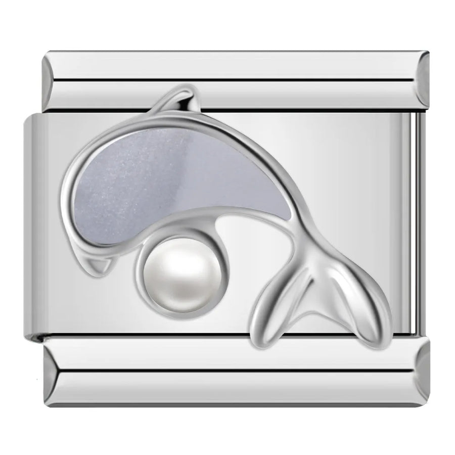 Dolphin with Pearl in Silver