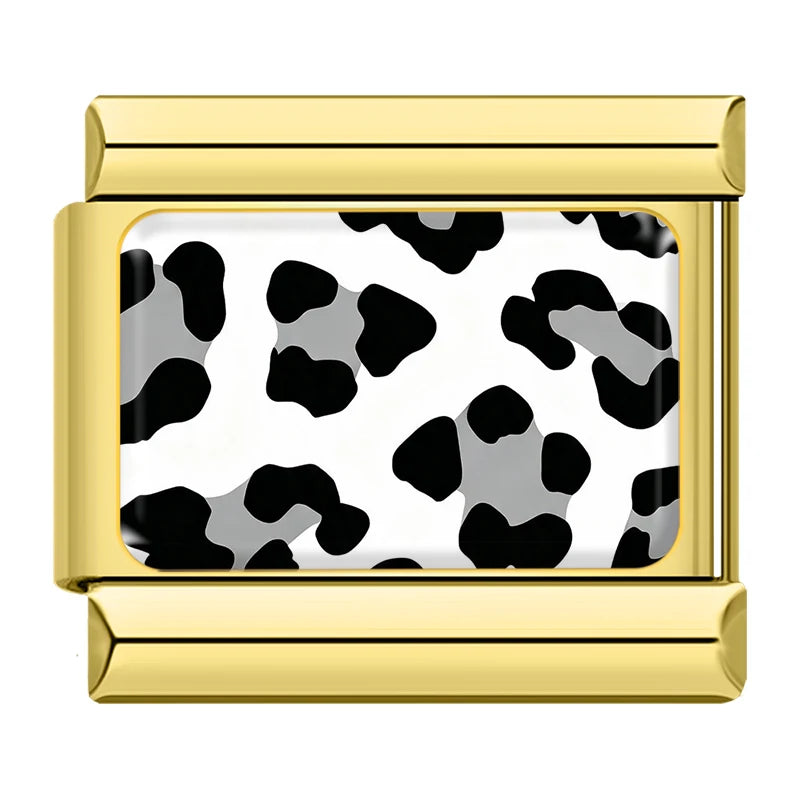 Black and White Leopard in Gold