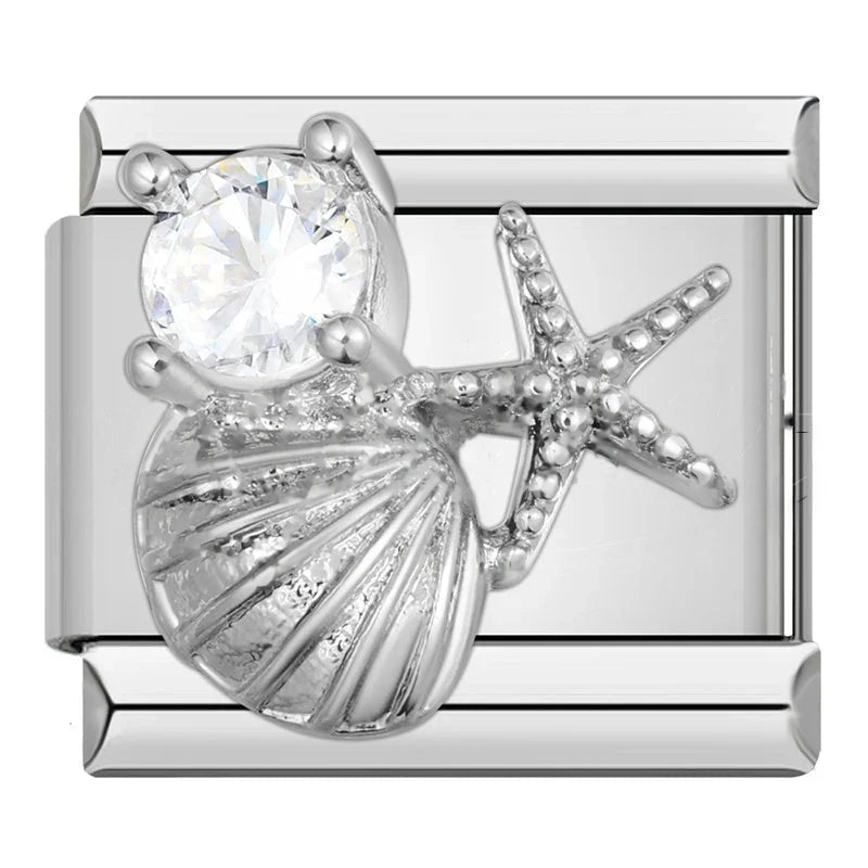 Seashell and Starfish in Silver