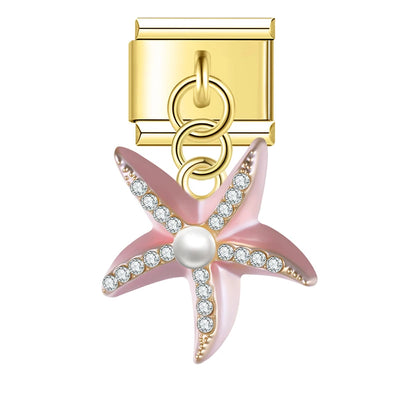 Pink Pearl Starfish in Gold