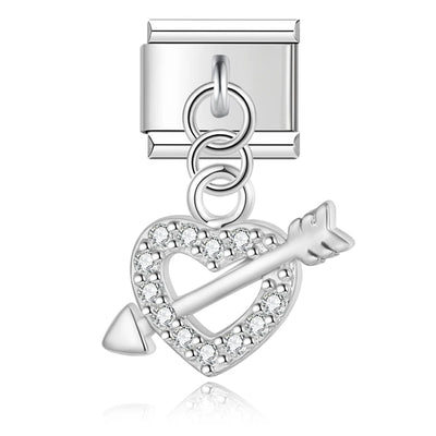 Crystal Heart and Arrow in Silver