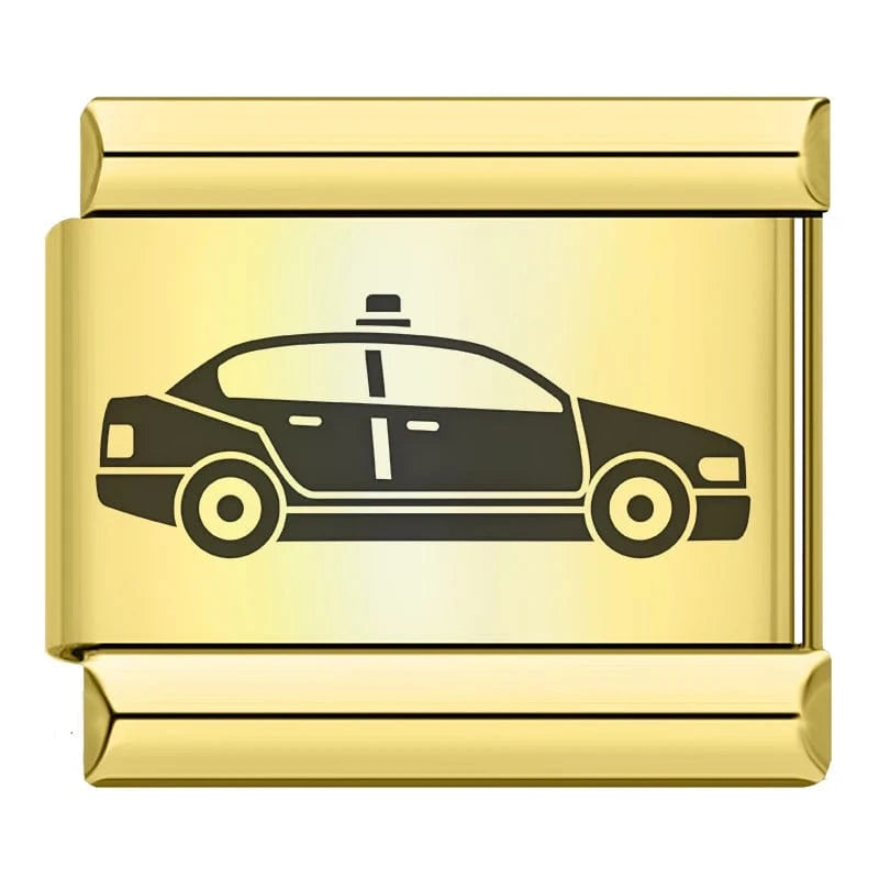 Police Car Italian charm link, 9mm stainless steel module