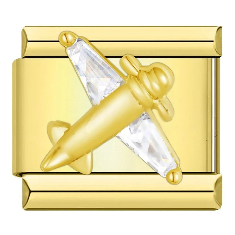 Crystal Airplane in Gold