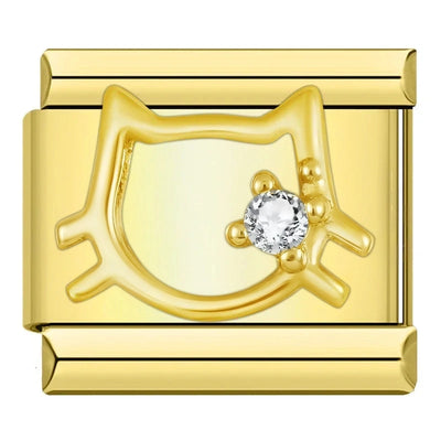 Crystal Cat Face in Gold