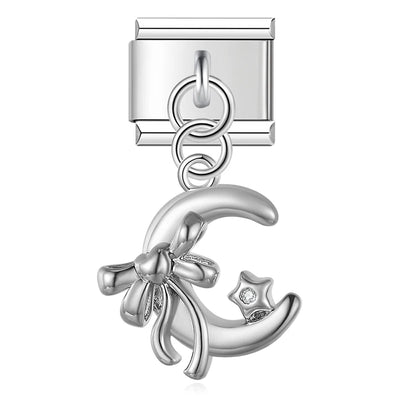 Moon and Star Bow in Silver