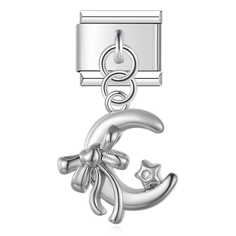 Moon and Star Bow in Silver